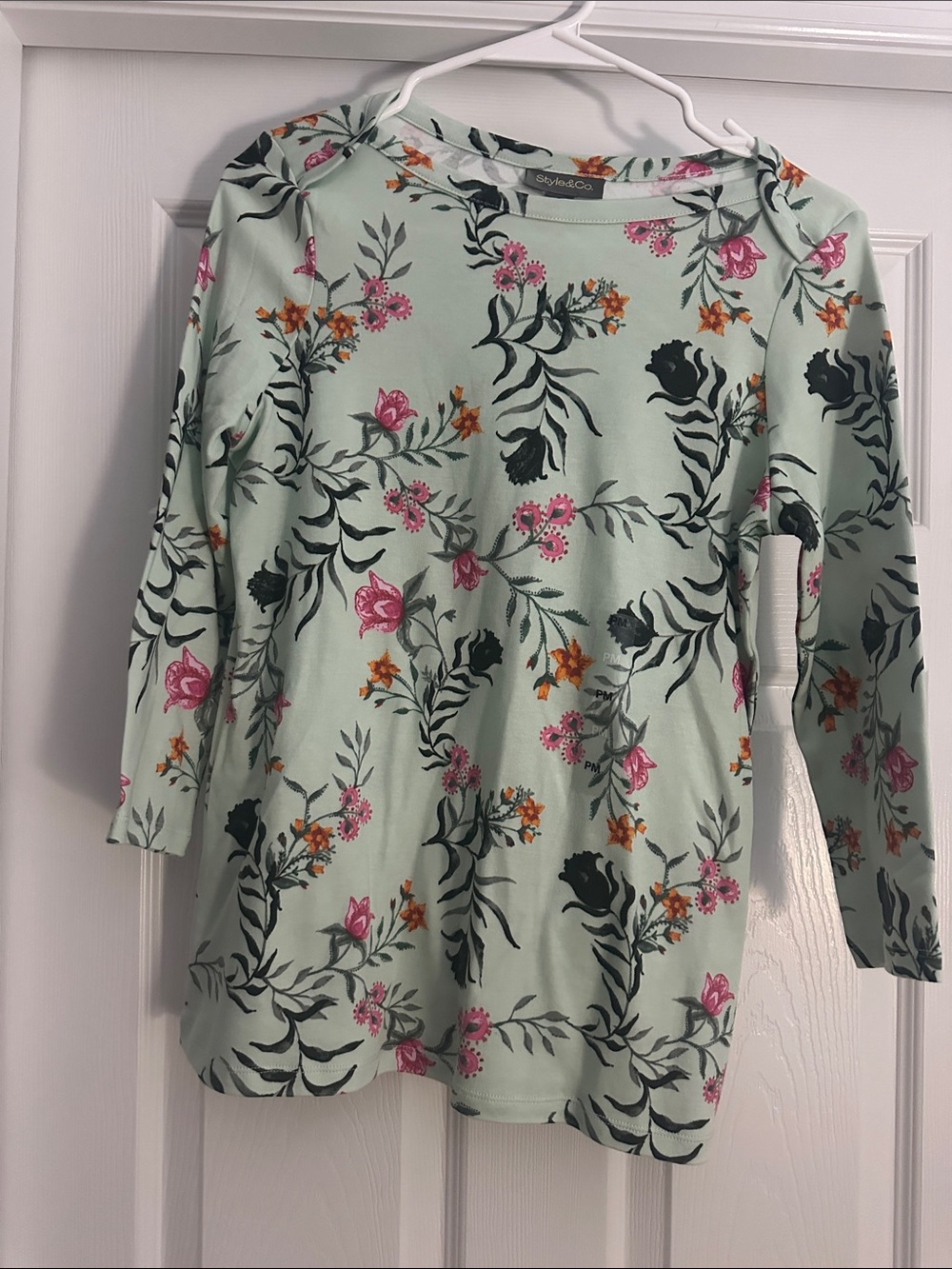 Women’s Mint Floral 3/4 Sleeve cotton top